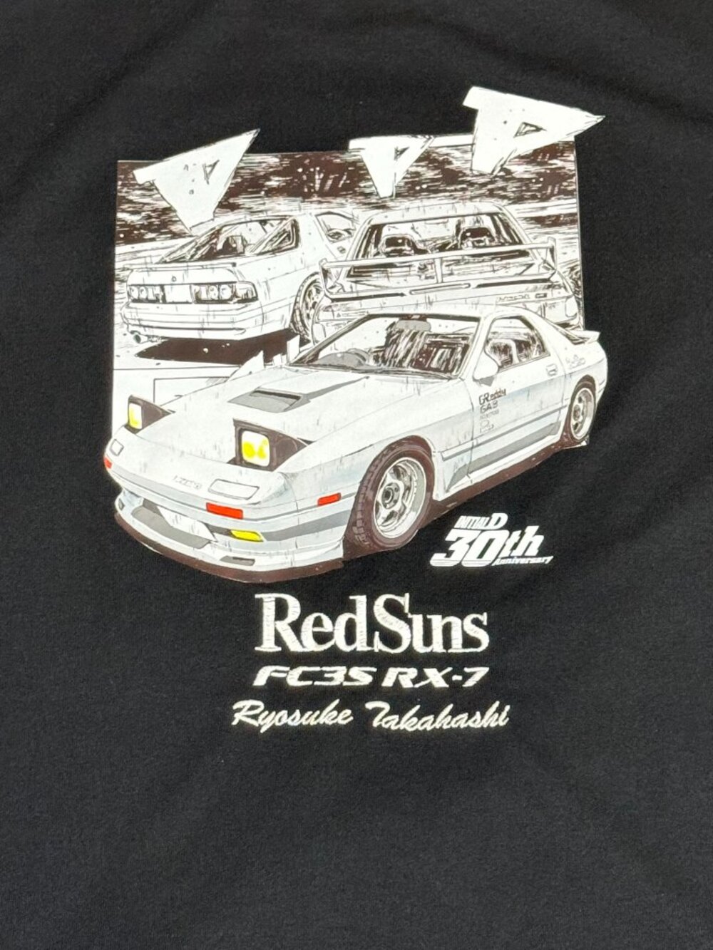 Initial D T shirt 30th Anniversary RedSuns Rx7 Rx 7 Black Fc3s Drift L Large